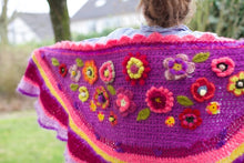 Load image into Gallery viewer, Crochet shawl polleviewrap for sale alpaca mohair silk purple nr23
